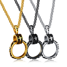 cross necklace religious jewelry creative christian immortal circle pendant cross men's titanium steel necklace gift