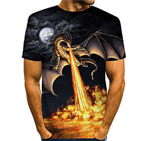 Men's Tee T shirt Shirt 3D Print Dragon Graphic Prints Print Short Sleeve Daily Tops Casual Designer Big and Tall Round Neck Black / Summer