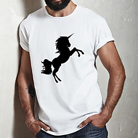 Men's Unisex Tee T shirt Hot Stamping Graphic Prints Horse Animal Plus Size Print Short Sleeve Casual Tops Cotton Basic Fashion Designer Big and Tall White