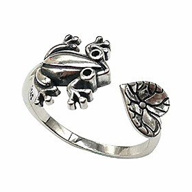 silver frog open rings for women girls vintage adjustable cute animal finger ring silver fashion party jewelry gifts -style 2