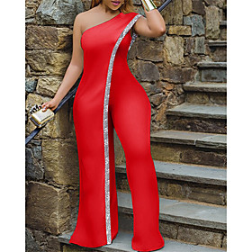Women's Ordinary Backless White Blue Red Jumpsuit Solid Colored Layered