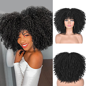 Synthetic Wig Curly Afro Curly Asymmetrical Wig Short A15 A16 A10 A11 A12 Synthetic Hair Women's Cosplay Party Fashion Black