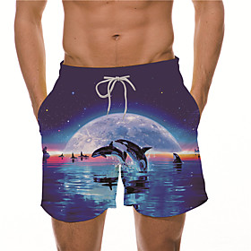 Men's Board Shorts Swimsuit Drawstring Blue Swimwear Bathing Suits Casual / Summer / Beach