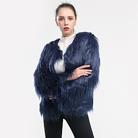 Women's Fur Coat Solid Colored Winter Fall  Winter Short Coat Holiday Long Sleeve Jacket Purple