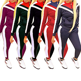 Women's 2 Piece Full Zip Tracksuit Sweatsuit Jogging Suit Street Casual Long Sleeve Fleece Windproof Breathable Soft Fitness Running Jogging Sportswear Jacket