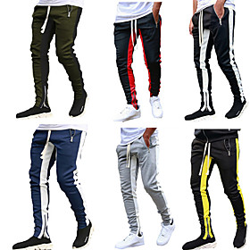 Men's Sporty Casual / Sporty Streetwear Quick Dry Breathable Soft Daily Sports Pants Chinos Trousers Pants Color Block Full Length Drawstring Elastic Waist Arm
