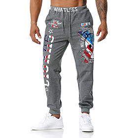 Men's Casual / Sporty Casual Sports Chinos Sweatpants Pants Graphic Full Length Print Black Wine Gray