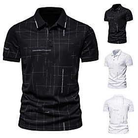 Men's Golf Shirt Other Prints Graphic Linear Print Short Sleeve Casual Tops Simple Lightweight Comfortable Sports White Black / Work
