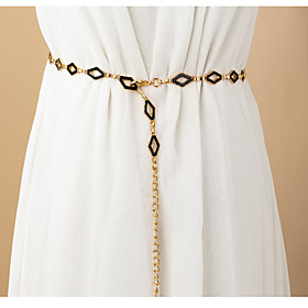 Women's Chain Street Daily Dress Gold Black Alloy Belt Solid Colored Party Winter Spring Summer