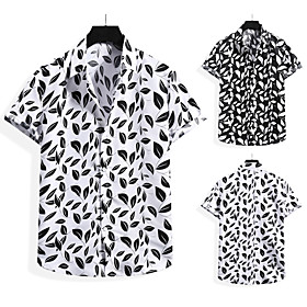Men's Shirt Other Prints Graphic Prints Print Short Sleeve Casual Tops Boho White Black