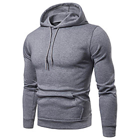 Men's Pullover Hoodie Sweatshirt Solid Color Hooded Daily non-printing Casual Hoodies Sweatshirts  Long Sleeve Blue Yellow Army Green