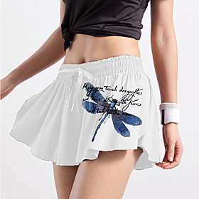 Women's Fashion Casual / Sporty Comfort Loose Fitness Weekend Active Pants Graphic Butterfly Short Layered Ruffle Print White Blue