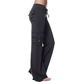 big tang womens bootleg pants multi pocket sweatpant wide leg yoga pants black s