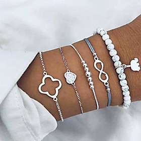simsly multilayer set 5 circle bracelets silver beaded bracelets chain fantasy lucky hand accessories for women and girls