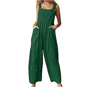 Women's Ordinary Sporty Look Green Navy Blue Gray Jumpsuit Solid Colored