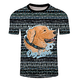 Men's Unisex Tee T shirt 3D Print Dog Graphic Prints Plus Size 3D Print Short Sleeve Casual Tops Basic Designer Big and Tall Light Yellow White Yellow
