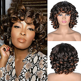 Synthetic Wig Curly Afro Curly Asymmetrical Wig Short A10 A11 A12 A13 A14 Synthetic Hair Women's Cosplay Party Fashion Black