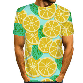 Men's Tee T shirt 3D Print Graphic Prints Fruit Print Short Sleeve Daily Tops Casual Designer Big and Tall Yellow