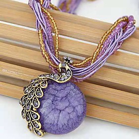 Women's Crystal Pendant Necklace Long Necklace Twisted Ladies Luxury Work Casual Gemstone Crystal Alloy White Black Purple Yellow Red Necklace Jewelry For Casu