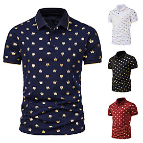 Men's Golf Shirt Other Prints Graphic Print Short Sleeve Casual Tops Simple Lightweight Comfortable White Wine Black / Work