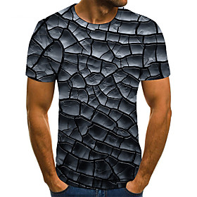 Men's Unisex Tee T shirt 3D Print Graphic Prints Crack Plus Size Print Short Sleeve Casual Tops Basic Fashion Designer Big and Tall Gray