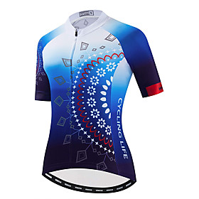 21Grams Floral Botanical Women's Short Sleeve Cycling Jersey - Blue / Black Yellow Green Bike Jersey Top Quick Dry Moisture Wicking Breathable Sports Summer El