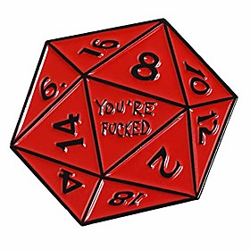 your fucked d20 dice metal enamel pin brooch badge button