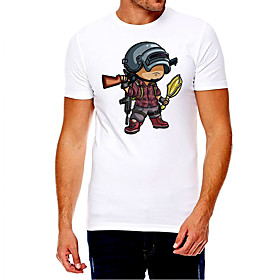 Men's Unisex Tee T shirt Hot Stamping Cartoon Graphic Prints Soldier Plus Size Print Short Sleeve Casual Tops Cotton Basic Fashion Designer Big and Tall White