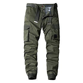 Men's Cargo Chino Breathable Outdoor Casual Daily Pants Tactical Cargo Pants Solid Colored Full Length Split Zipper Pocket Deep Blue Army Green Black Grey Khak