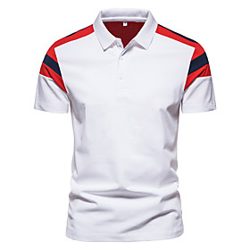 Men's Golf Shirt non-printing Color Block Short Sleeve Casual Tops Simple Classic White Red Navy Blue