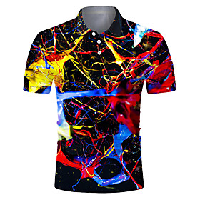 Men's Golf Shirt Tennis Shirt 3D Print Gradient Button-Down Short Sleeve Street Tops Casual Fashion Cool Breathable Black / Sports