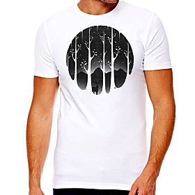 Men's Unisex Tee T shirt Hot Stamping Graphic Prints Tree Plus Size Print Short Sleeve Casual Tops Cotton Basic Designer Big and Tall White