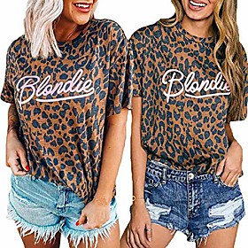 fanzz women blondie t shirt cool mom shirt funny leopard print shirt mama bear tee top (blondie, l)