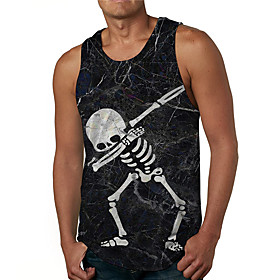 Men's Tank Top Undershirt Shirt 3D Print Graphic Prints Skull Print Sleeveless Daily Tops Casual Designer Big and Tall Round Neck Black / Summer