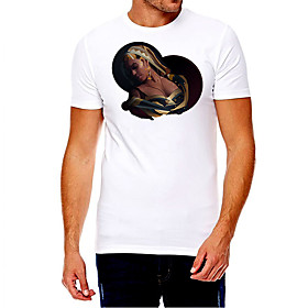 Men's Unisex Tee T shirt Hot Stamping Graphic Prints Portrait Plus Size Print Short Sleeve Casual Tops Cotton Basic Fashion Designer Big and Tall White