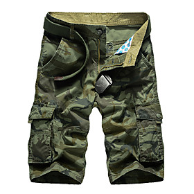 Men's Basic Daily Shorts Tactical Cargo Pants Camouflage Knee Length Sporty Army Green Khaki