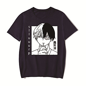 Men's Unisex Tee T shirt Hot Stamping Anime Graphic Prints Plus Size My Hero Academia Print Short Sleeve Casual Tops Cotton Basic Designer Big and Tall White B