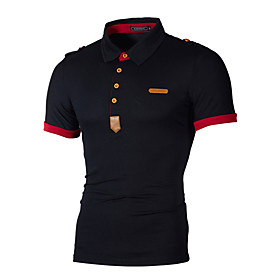 Men's Golf Shirt Tennis Shirt Other Prints Color Block Short Sleeve Casual Tops Basic Casual Vintage Wine White Black / Summer