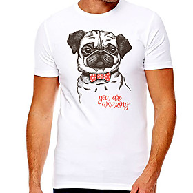 Men's Unisex Tee T shirt Hot Stamping Dog Graphic Prints Plus Size Print Short Sleeve Casual Tops Cotton Basic Designer Big and Tall White