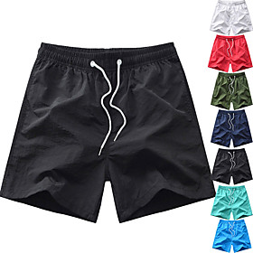 Men's Sporty Casual / Sporty Streetwear Quick Dry Breathable Soft Daily Sports Chinos Shorts Pants Solid Color Short Drawstring Elastic Waist ArmyGreen White B