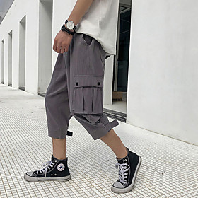 Men's Sporty Casual / Sporty Streetwear Quick Dry Breathable Soft Daily Sports Pants Chinos Trousers Pants Solid Color Calf-Length Drawstring Elastic Waist Arm
