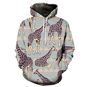 Men's Unisex Plus Size Pullover Hoodie Sweatshirt Graphic Prints Giraffe Print Hooded Casual Daily Holiday 3D Print Basic Designer Hoodies Sweatshirts  Long Sl