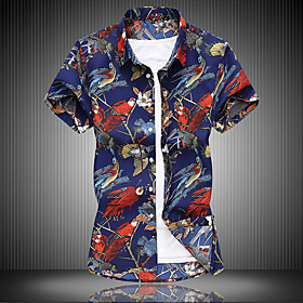 Men's Shirt Other Prints Graphic Short Sleeve Casual Tops Casual Vintage Navy Blue