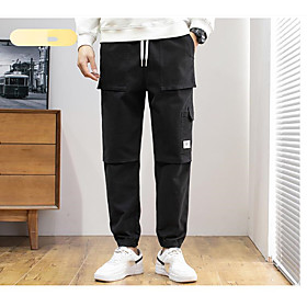 Men's Cargo Pants Pants Solid Color Black Grey Khaki
