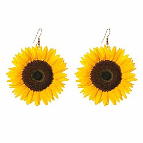 fashion acrylic yellow sun flower dangle earrings big daisy sun flower drop earrings for woman girl (gold)