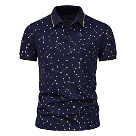 Men's Golf Shirt Other Prints Galaxy Graphic Print Short Sleeve Casual Tops Simple Lightweight Comfortable White Wine Black / Work