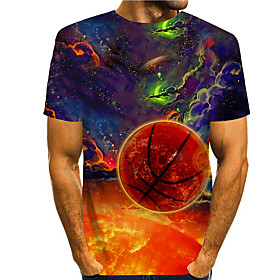 Men's Tee T shirt 3D Print Graphic Prints Basketball Print Short Sleeve Daily Tops Casual Designer Big and Tall Orange