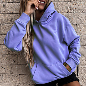 Femme Sweat à capuche Sweat Plein Couleur unie Poche avant du quotidien non imprimable Décontractée Pulls Capuche Pulls molletonnés Ample Rose Claire Kaki Blan