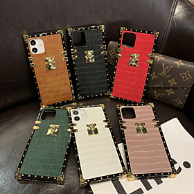 Luxury Square Phone Case For iPhone 12 Pro Max 11 SE 2020 X XR XS Max 8 7 PU Leather Shockproof Back Cover