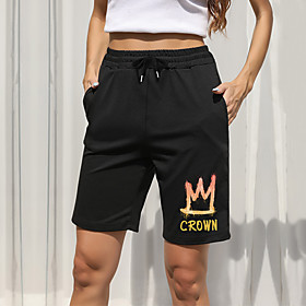 Women's Unisex Shorts Chino Casual Daily Basketball Chinos Shorts Tactical Cargo Pants Pattern Letter Short Pocket Print Black